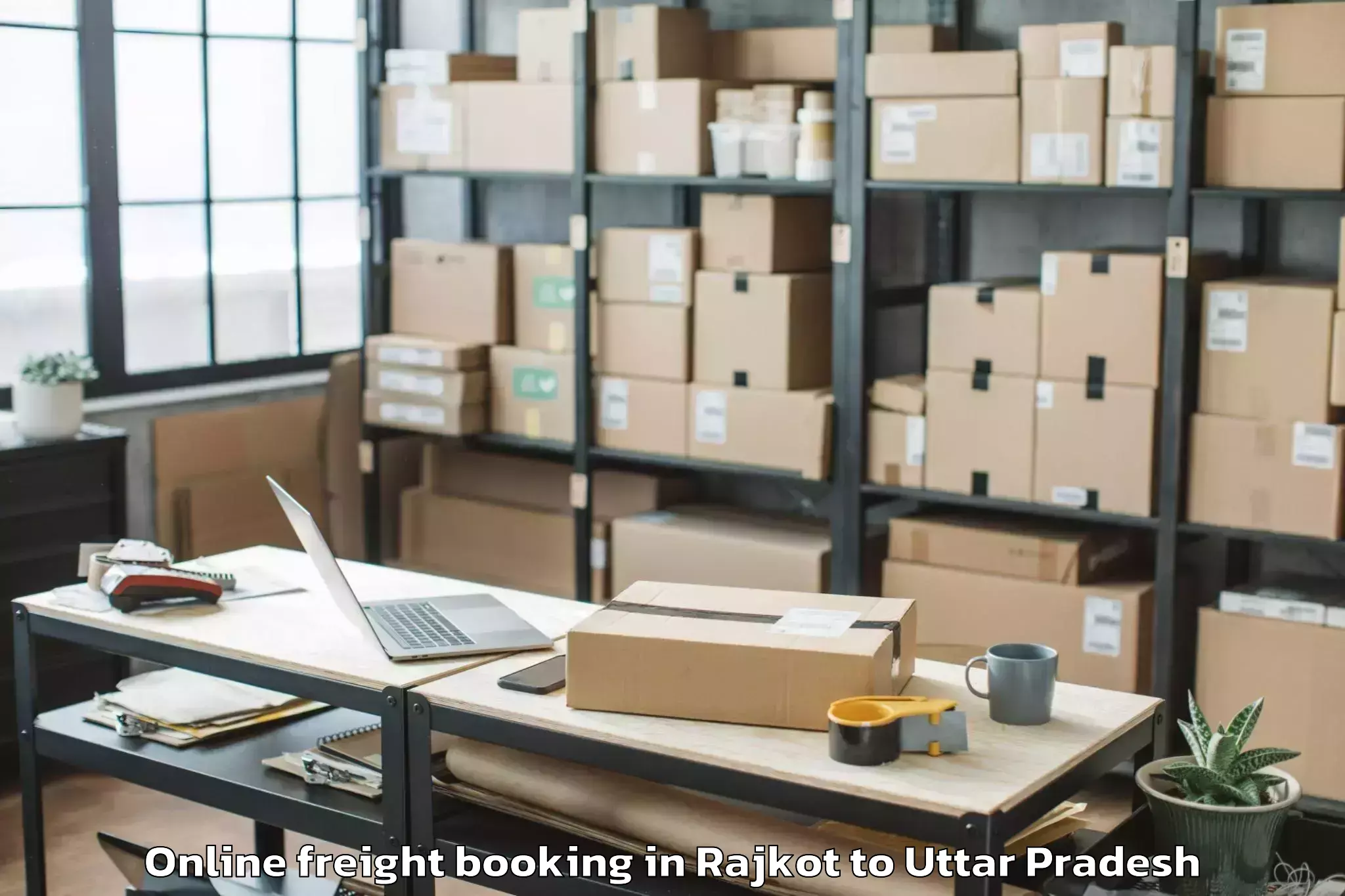 Top Rajkot to Khargupur Online Freight Booking Available